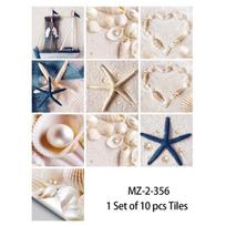 10 vnt Beach Pearl Shell plytelių lipdukas virtuvės spintai Sieninis lipdukas namų dekoravimui Lipni vandeniui atspari krištolinė kietos plėvelės freska 10cmX10cmX10pcs
