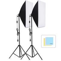 „Andoer Studio Photography Softbox“ rinkinys su 50x70 cm „Softbox“ * 2 + 2M metaliniu trikojo stovu * 2 „Live“ US Plug juoda