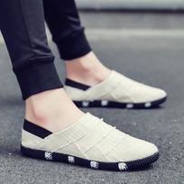 Vasarą kvėpuojantys vyriški lininiai laisvalaikio drobiniai pusiau lentos batai One Pedal Lazy vyriški batai be kulno 44