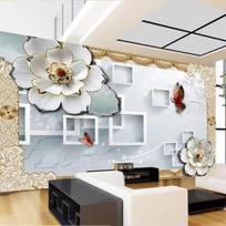 3D reljefiniai gėlių tapetai svetainei, miegamajam, restoranui, TV fono sienos dekoravimui 200 cm(W) x 140 cm(H)