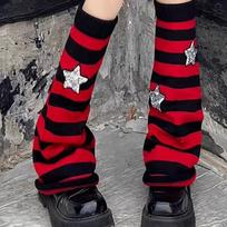 Moteriškos gotikos kojų šildytuvai gotikinės kojų rankovės Kawaii kuprinės juostelės šiltos kojinės Cosplay gatvės apranga One Size raudona