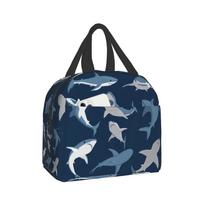 Comic Shark Lunch Bag Insulated Lunch Box Soft Cooler Cooling Tote for Kids Adult Men Women 22x20x13CM smėlis