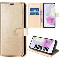 Protective Case - BOOLING - for Samsung Galaxy A35 5G - PU Leather and TPU - Cover - Gold auksas