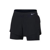 Nike 2-in-1 Bėgimo Fitneso Vidutinio Juosmens Raišteliu Šortai Moteriški Šortai Juodi AQ5421-010 M