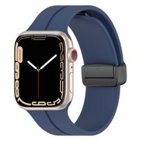 Apple Watch SE Silicone Magnetic Strap - Solid Color Folding Buckle Wristband 42mm/44mm/45mm/49mm vidurnakčio mėlyna spalva