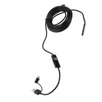 Endoskopo kamera mobiliajam telefonui PC USB Type C 3 viename, skirta Android su LED apšvietimu automobiliui, 5 metrų kietas laidas, 5,5 mm