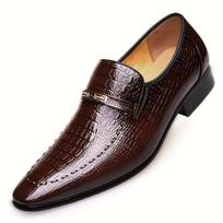Vyriški PU odiniai batai prabangūs krokodilo rašto vyriški verslo klasės bateliai kasdieniai socialiniai batai vyriška vestuvinė avalynė Zapatos Hombre 38 ruda