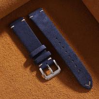Wristband 20mm 22mm Quick Release Soft Suede Strap Watch Band 18mm 16mm 14mm Calfskin Bracelet for Women&Men Leather Accessories 16mm tamsiai mėlyna spalva