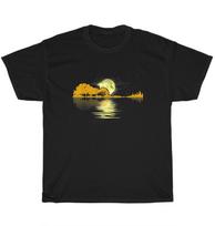 Guitar Trees Lake Moon Shadow Reflection Guitarist Musician Gift T-Shirt Unisex XL