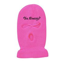 3 Holes yes daddy Knitted Balaclava Face Mask Cover Hat Winter Cycling Neck Cover Outdoor Mountain Climbing Snowboarding 1 rožinė raudona spalva