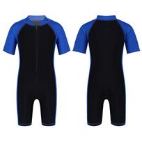 Vaikams Berniukams/Mergaitėms Viengubos maudymosi kostiumai Apsaugos nuo nudegimo banglenčių sportui Trumpomis rankovėmis Užsegami užtrauktuku trumpikės Wetsuits Maudymosi kostiumas Maudymosi apranga Maudymosi kostiumai 3-4 Years