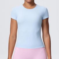 Women's Quick-Dry Tummy Control Running T-Shirt - Short Sleeve, Cloud-Feel, Casual Yoga Fitness Top. Small