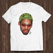 Dennis Rodman Zig Zag Green Hair Unisex White T Shirt Full Size S-5XL Unisex T-Shirt XL
