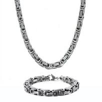 Vintage Oxidized Black Link Chain Bracelets For Men Motocycle Cuban Chain Stainless Steel Punk Rock Biker Jewelry Gifts 23cm&60cm