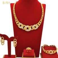 24K Gold Dubai Bridal Necklace Earrings Bracelet Ring India Nigeria Middle East Necklace Set 2026 45CM