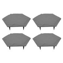 4pcs Outdoor Stepping Stones with Ground Stakes Polypropylene Weather Resistant Decorative Stone for Garden Yard Lawn Pathway pilka spalva