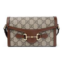 Gucci Horsebit 1955 Messenger Bag With Horsebit Buckle Featuring An Aged Flower Logo Made Of Canvas Shopping Bag Set(Basic Set+Shopping Bag) juodmedis/ruda