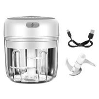 Mini USB belaidė elektrinė česnako trintuvė, preso smulkintuvas, daržovių čili mėsmalė, maisto smulkintuvas virtuvės įrankiai - 100/250 ml 250ml balta