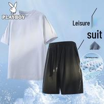 PLAYBOY Men's Summer Cool-Touch Short-Sleeve Sportswear Set 2XL