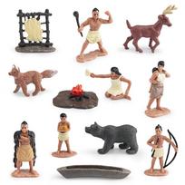 Amerikos indėnų vadas PVC figūrėlės rinkinys su laukinės gamtos gyvūnų modeliais namų dekoravimui Indian Costume