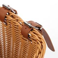 Bicycle Storage Pannier Bell with Leather Straps Hand-Woven Small Bicycle Basket Waterproofing Bicycle Imitation Wicker Basket China Mainland
