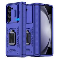 For Samsung Fold 5 Phone Accessories Folding Case for Samsung Galaxy Z Fold5 Fold 5 Zfold5 Hinge Kickstand Folding Cover for Samsung Z Fold 5 tamsiai mėlyna spalva