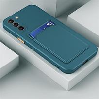 TPU minkšto silikono kortelių laikiklio piniginės dėklas SamSung S24 S23 S22 S21 S20 FE Plus Ultra Note 20 A54 A34 A24 A15 A25 A35 A55 4G 5G For S24 tamsiai žalia spalva