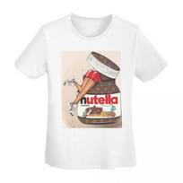 Nutella Cutie T-shirt Moteriški trumparankoviai marškinėliai apvalia iškirpte medvilniniai vasariniai marškinėliai Streetwear S