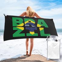 Brazil Flag Text Beach Towel Soft Microfiber Quick Dry Absorbent Quick Towels For Bath W30*H60(CM)