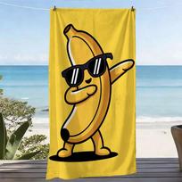 1pc Hip-Hop Banana Cartoon Beach Towel Soft Microfiber Quick Dry Absorbent for Pool Seaside Vacation W30*H60(CM)