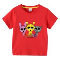 Summer Sprunki Children's Clothing Incredibox Boys and Girls Cartoon Game Character Print Cool and Comfortable 100