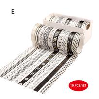 10 vnt / rinkinys Auksinė folija bronzuojanti Washi Tape Miela maskavimo juosta Dekoratyvinė lipni juosta lipdukas Scrapbooking DIY raštinės reikmenų lipdukas juoda