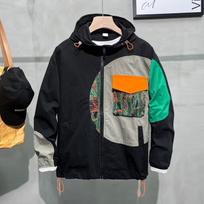 Autumn 2023 Men's Designer Patchwork Hooded Jacket - Loose, Trendy Korean Style 2XL juoda