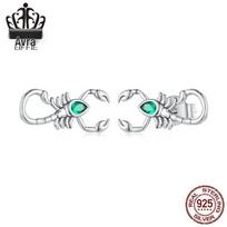 Sterling Silver S925 Zircon Scorpion Earrings - Simple, Mysterious Design Sterling Silver