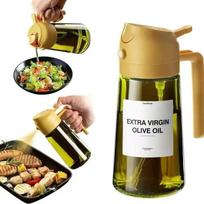 2-in-1 Oil Spray Bottle - Kitchen Cooking Dispenser for Olive Oil & Vinegar, Plastic BBQ Sauce Container with Nozzle oil sprayer geltona
