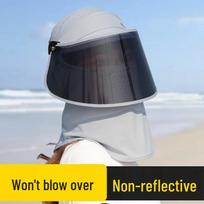 Ousen UV apsaugos dviratininko skrybėlė nuo saulės ir veido kaukė Adjustable, Unisex šviesiai pilka spalva