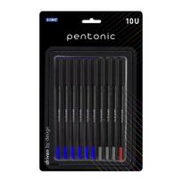Pentonic 0.7mm rutininis rašiklis, 1 pakuotė X 10 vnt. | 6 mėlynos, 3 juodos, 1 raudonos spalvos rašalas | Juodas korpusas biurui, mokyklai ir namams black