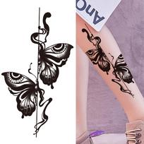 Lily Chains Gėlių laikinos tatuiruotės moterims Merginos Juodojo drugelio sapnų gaudyklės tatuiruotės lipdukas netikra rožė Seksuali tatuiruotė Nugara Kūno