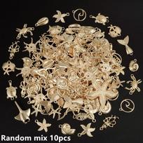 10/20/30pcs Metal KC/Vintage Gold/Silver Color Ocean Animal Charm Random Mix Shell Fish Turtle Charms For Jewelry Making Pendant