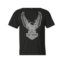 Harley-Davidsonw Vyriški marškinėliai su erelio grafika trumpomis rankovėmis Juodi marškinėliai Laisvi medvilniniai Y2k Streetwear Laisvi moteriški vyriški drabužiai S
