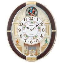 Seiko laikrodis Analoginis sieninis laikrodis su muzika Tamsiai rudas marmuras 465 x 384 x 101 RE581B Radijo bangomis valdomas mechanizmas, raštas, mm,