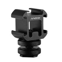 Tvirtinimo ant fotoaparato adapteris 3 šalto bato tvirtinimo adapteris, skirtas DSLR fotoaparatui, skirtas LED vaizdo šviesos mikrofono monitoriui juoda