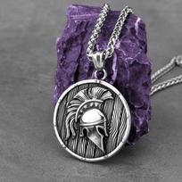 Aukštos kokybės 316L nerūdijančio plieno Spartan Warrior Shield šalmas, vyriškas pakabukas hiphopo pankų karoliai pendant necklace