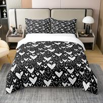 Love Comforter Set Queen King Full Size Heart Shaped Bedding Sets Full for Teen Girls Women Men Boys 3 Piece with 2 Pillow Shams EU single(135x200cm)