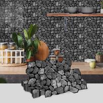 Green Pebble Special-Shaped Retro Tile Sticker, Kitchen And Living Room Self-Adhesive Waterproof Pvc Wall Sticker 30CM*15CM*6PCS