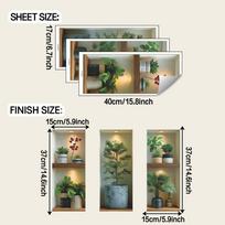 1Pcs 3D Creative  Greenery Bonsai Wall Sticker DIY Crown Glass Decals for Living Room Bedroom Wedding Decor Self-Adhesive Refrigerator Stickers 17*40cm*3pcs