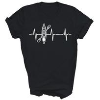 Kayak Heartbeat Lake Water Kayaking Canoeing Unisex Shirt Gift L