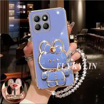For Xiaomi POCO M7 M6 X7 F6 X5 M4 F3 X3 Pro C55 F6 X3 NFC Rabbit Mirror Holder With Crystal Chain Electroplated Soft Shell POCO M7 Pro