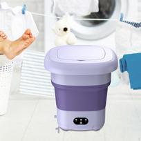 Sulankstoma mini skalbimo mašina, 9L talpos, nešiojama, skirta kemperiui, stovyklavimui violetinė