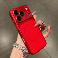 Luxury Lychee Leather Texture Phone Case For iPhone 17 16 15 14 13 Pro Max 17Pro For Magsafe Magnetic Camera Protection Cover iPhone 15